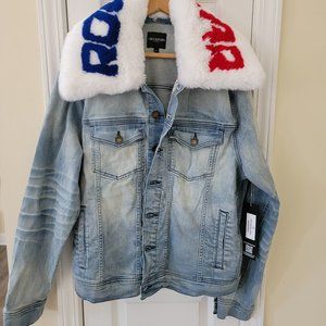 NEW Rockstar Original Fabe Americano Fur Denim Jacket XL Urban Streetwear Moto